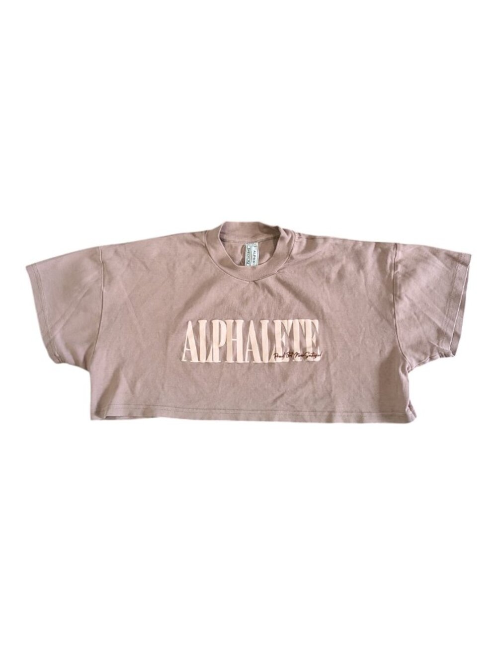Alphalete Women's Logo Crop Short Sleeve Tee Sz M Rosy Pink Mauve Athleisure Gym